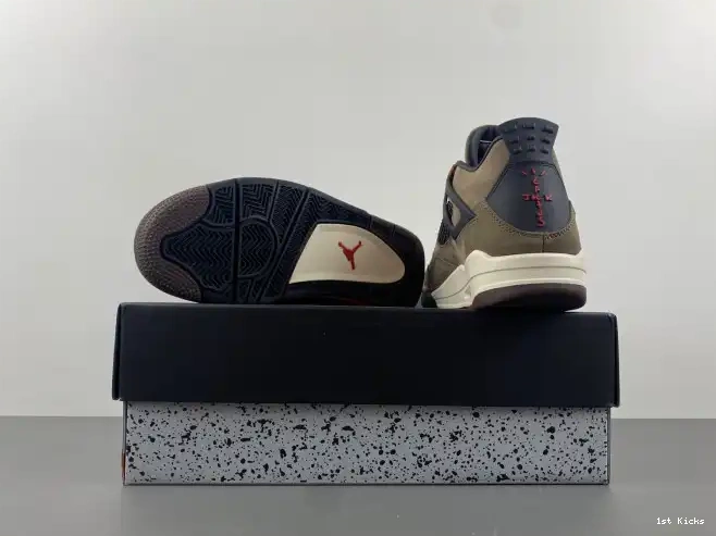 1st Kicks AJ4-882335 Brown Retro Jordan 4 x Air Scott TS Travis 0625